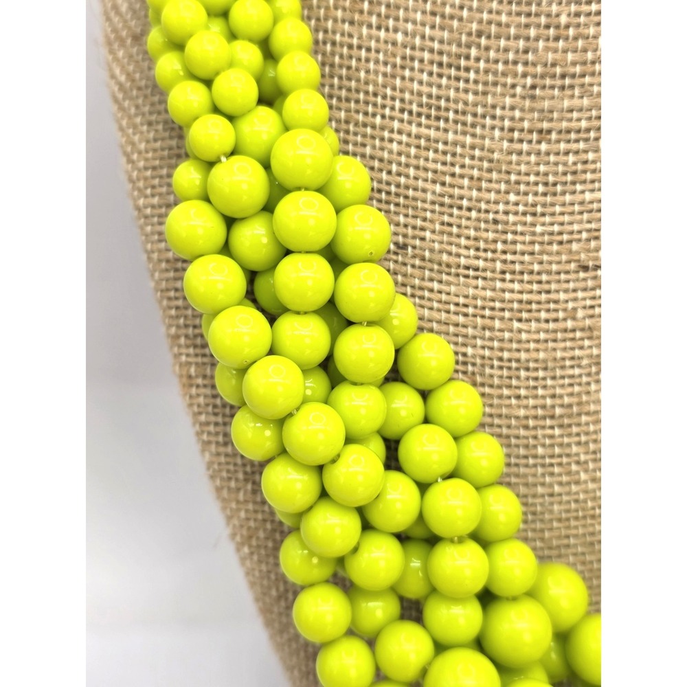 Lime Green Necklace Beaded Roped 6-Strands Lucite Graduated 18"-21" Adjust... - Picture 2 of 12